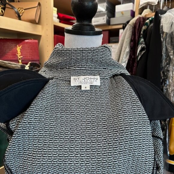 St. John Collection Tweed Pattern Black/White Size 4 Coat - Picture 7 of 9